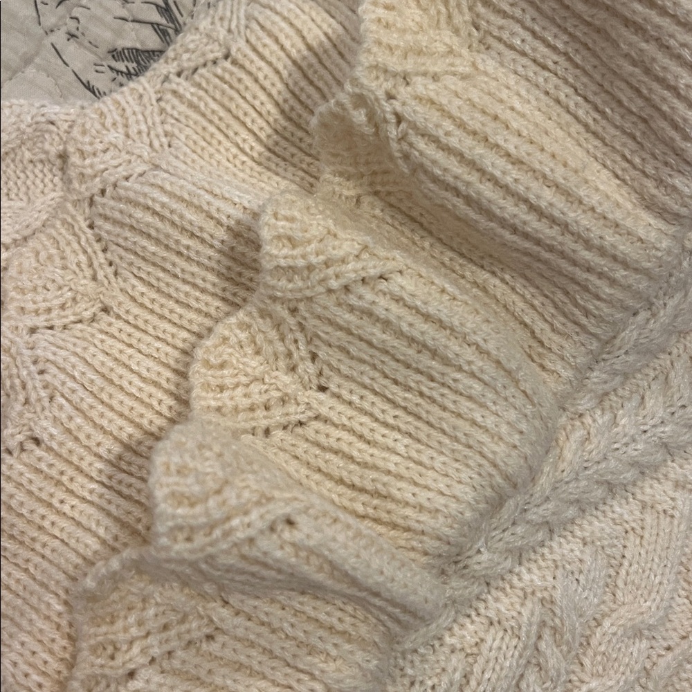 Listicle Cream Ruffle Cable Knit Sweater - Picture 7 of 7